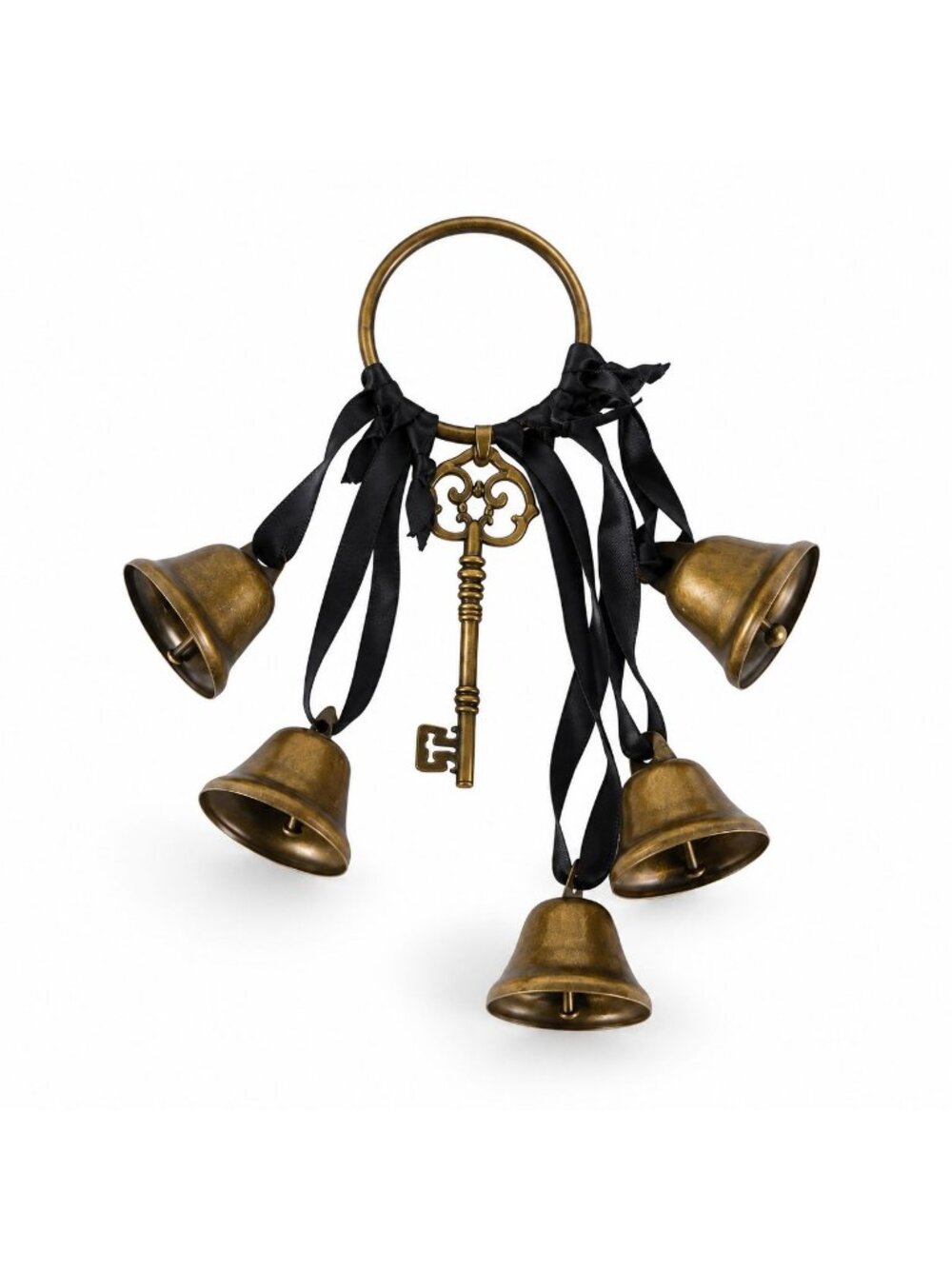 Brass-Tone Witch Bells with Skeleton Key & Black Ribbon - Picture 3 of 6